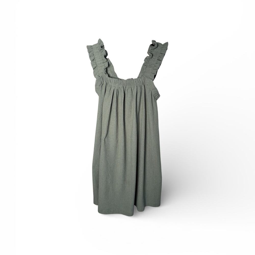 Miou Muse Olive Green Ruffle Strap Mini Dress Small